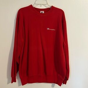 Y2K Champion Crew Neck Red Sweatshirt Size XXL